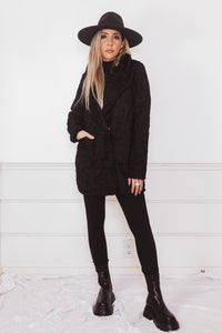 Terry Fur Coat Blazer - Black