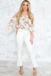 Floral Cutout Shoulder Top /// ONLY 1-L LEFT/// - Haute & Rebellious