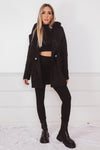 Terry Fur Coat Blazer - Black