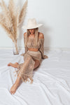 Crochet Top and Skirt Set - Tan