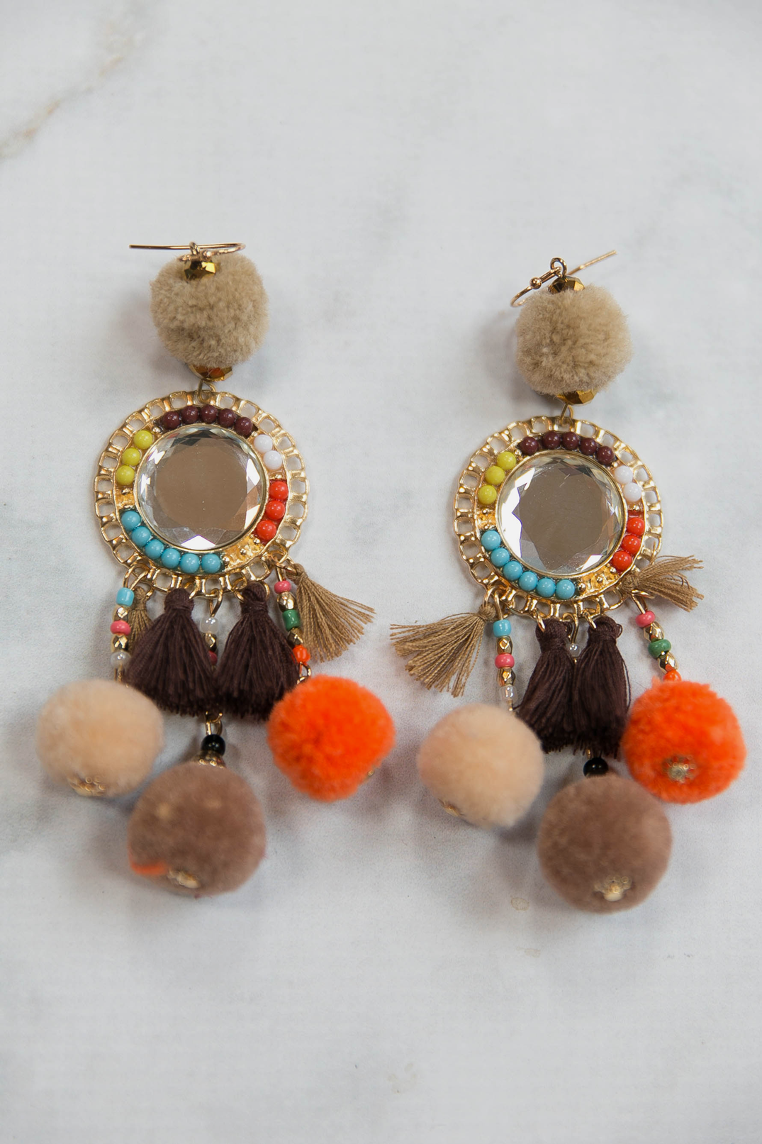 Pom Pom Fiesta Earrings - Nudes - Haute & Rebellious