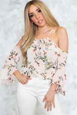 Floral Cutout Shoulder Top /// ONLY 1-L LEFT/// - Haute & Rebellious
