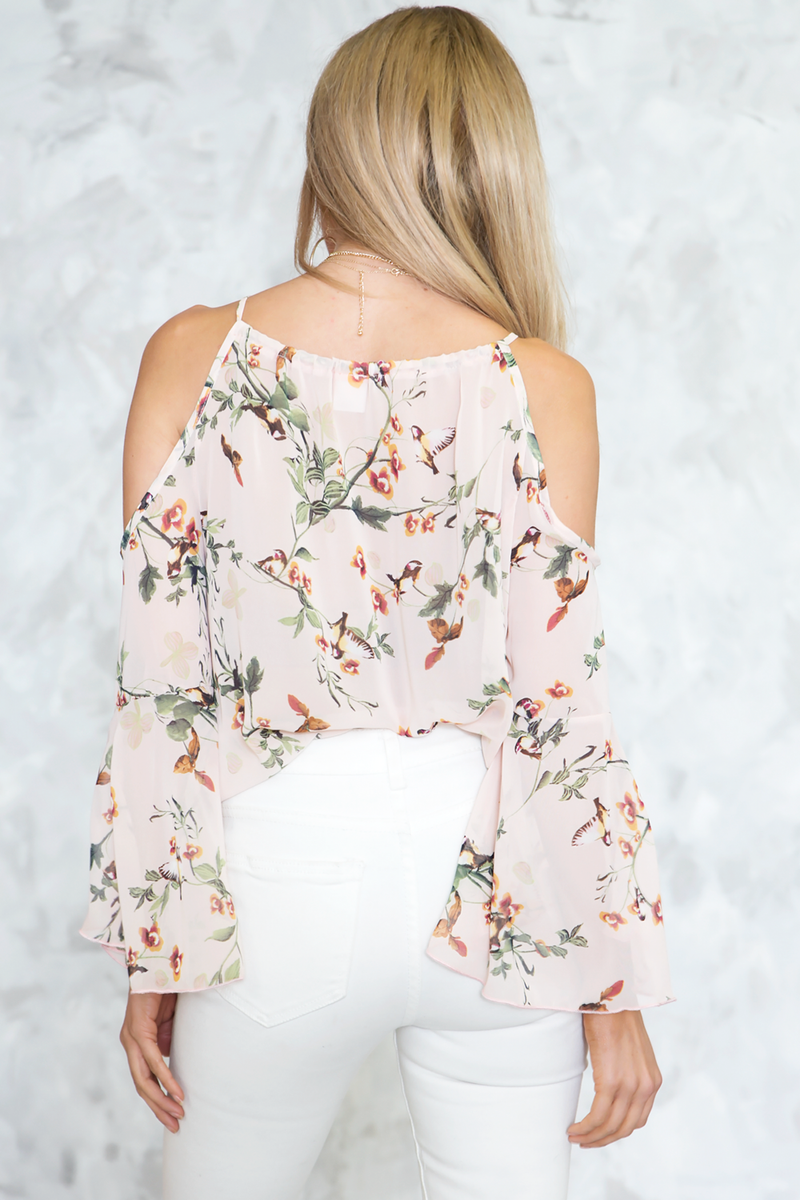 Floral Cutout Shoulder Top /// ONLY 1-L LEFT/// - Haute & Rebellious