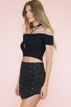 Teralyn Lace-Up Detail Suede Skirt - Haute & Rebellious