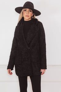 Terry Fur Coat Blazer - Black