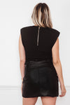 Shoulder Padded Bodysuit - Black