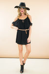 Ahna Off Shoulder Cutout Boho Dress - Black - Haute & Rebellious