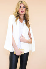 Janice Cape Blazer - White - Haute & Rebellious