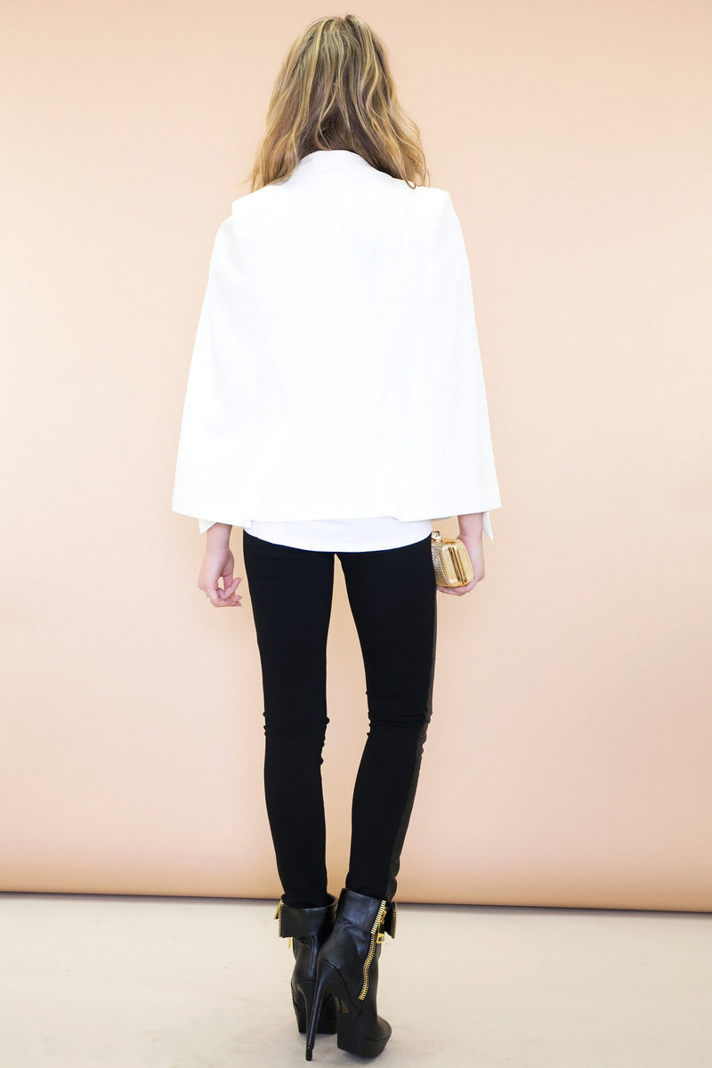 Janice Cape Blazer - White - Haute & Rebellious