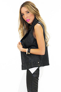 LEATHER BIKER VEST - Black - Haute & Rebellious