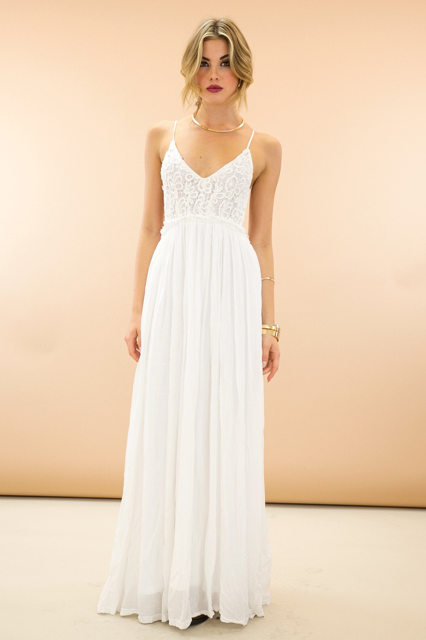Camilla Open Back Crochet Maxi Dress - White - S / WHITE / 04654 Camilla Open Back Crochet Maxi Dress - White - S / WHITE / 04654