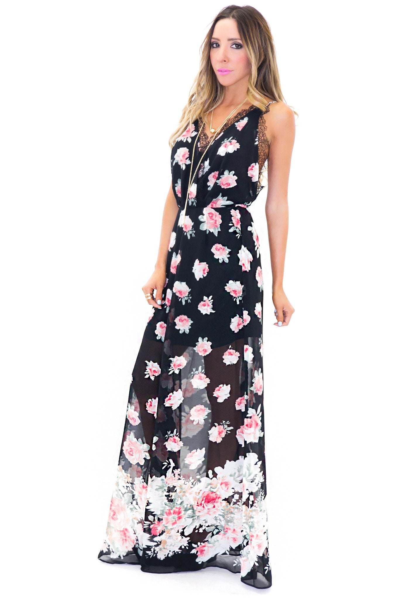Hannah Floral Maxi Dress - Black Haute & Rebellious Hannah Floral Maxi Dress - Black Haute & Rebellious