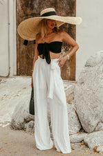 Linen Wide Leg Pant with Tie Waist