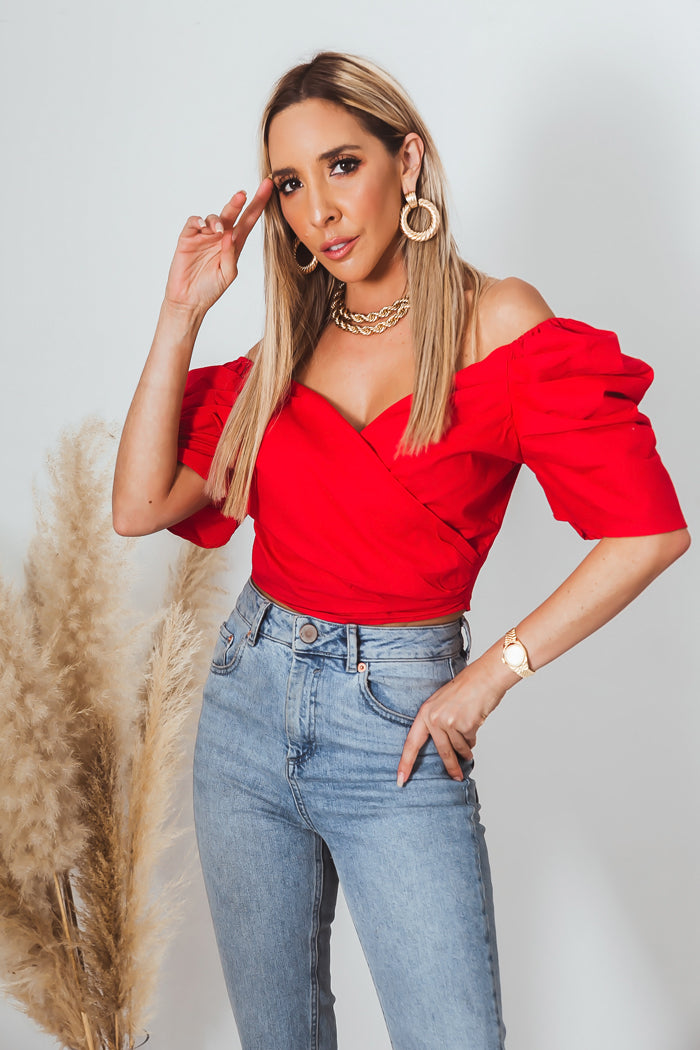 Ruffle Cap-Sleeve Top - Red – Haute & Rebellious