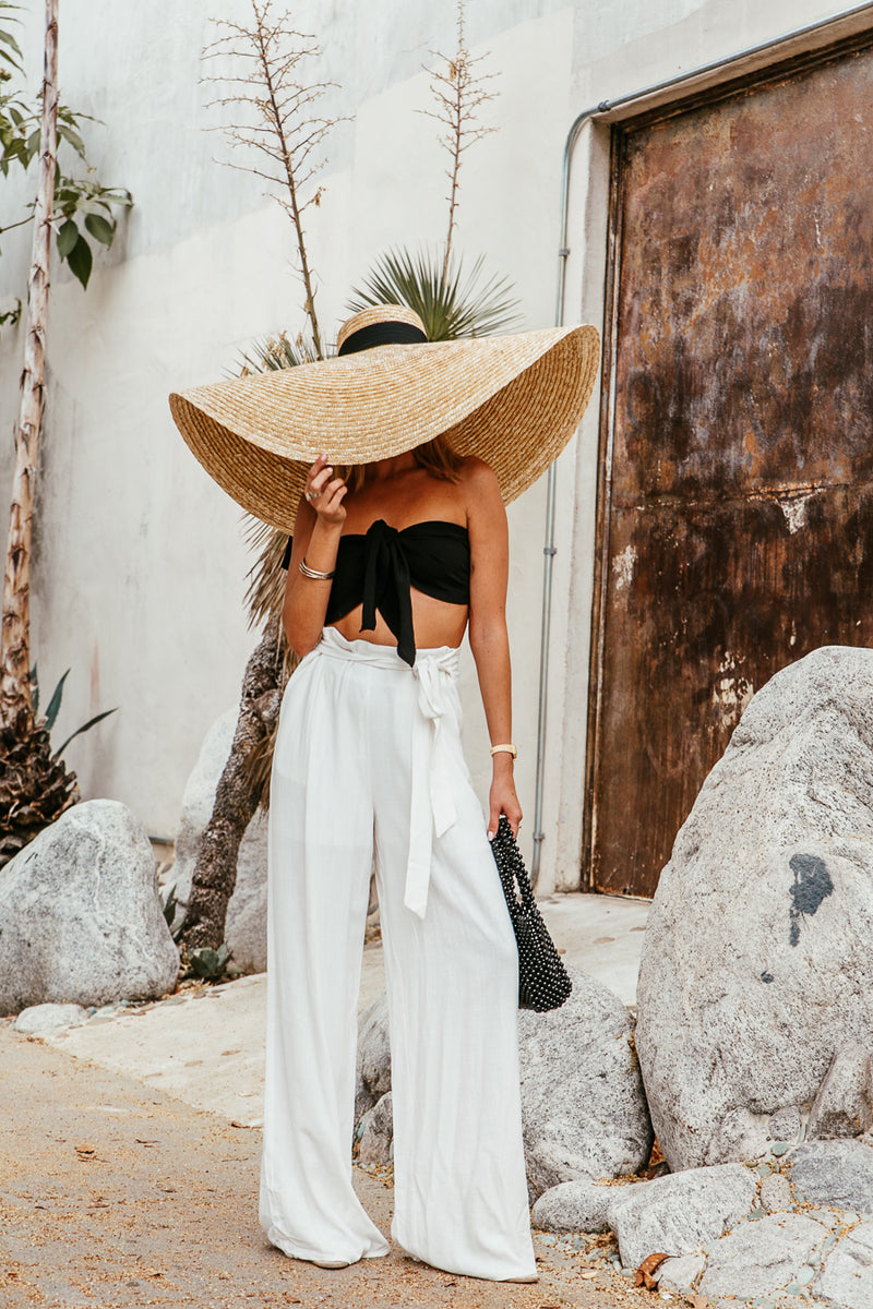Linen Wide Leg Pant with Tie Waist