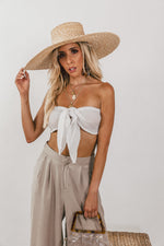 Crop Top with Front Tie - White