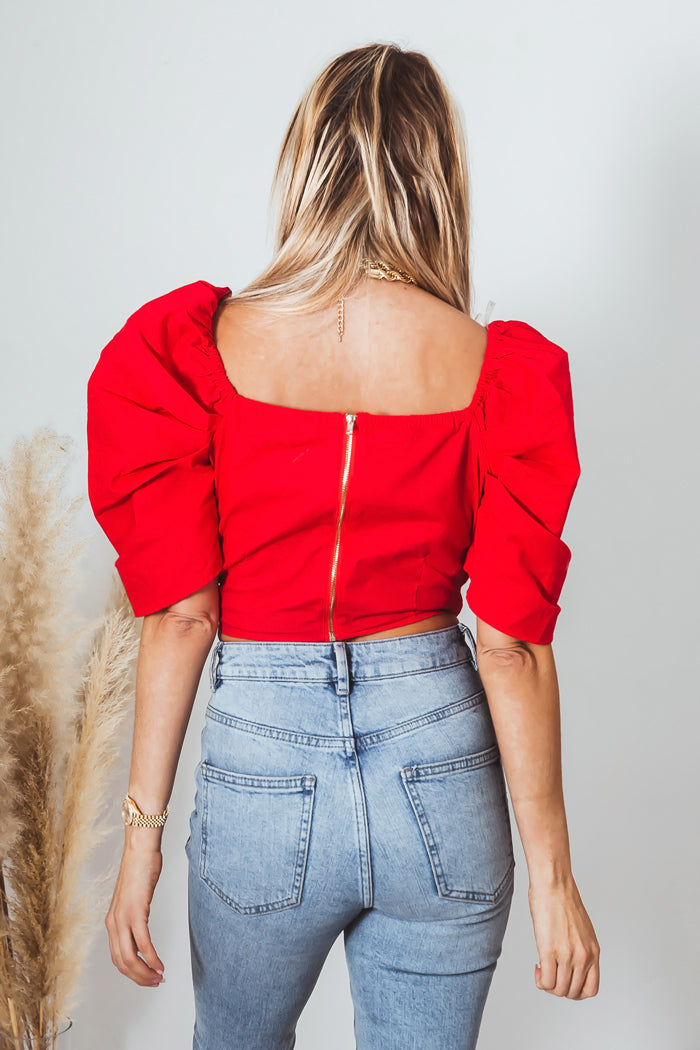 Ruffle Cap-Sleeve Top - Red – Haute & Rebellious