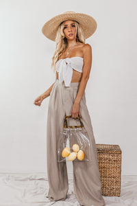 Crop Top with Front Tie - White