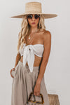 Crop Top with Front Tie - White