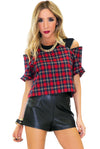 CADEN PLAID ZIPPER CUTOUT TOP - Haute & Rebellious