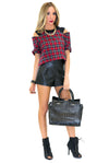 CADEN PLAID ZIPPER CUTOUT TOP - Haute & Rebellious