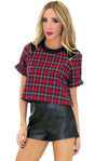 CADEN PLAID ZIPPER CUTOUT TOP - Haute & Rebellious