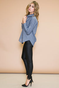 MAVEN BUTTON DOWN SHIRT - NAVY - Haute & Rebellious