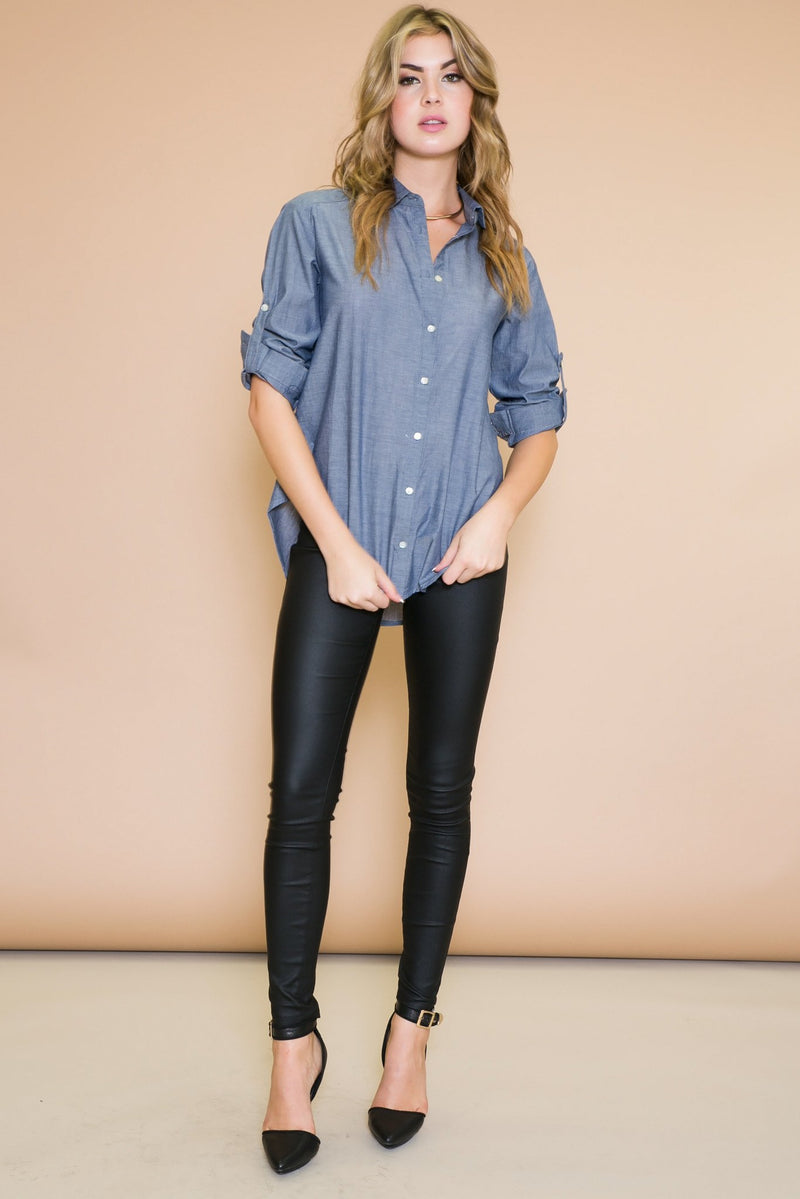 MAVEN BUTTON DOWN SHIRT - NAVY - Haute & Rebellious