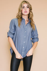 MAVEN BUTTON DOWN SHIRT - NAVY - Haute & Rebellious