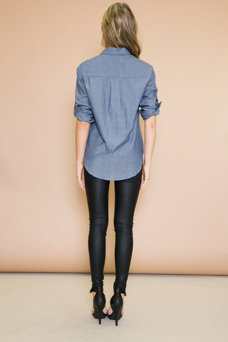 MAVEN BUTTON DOWN SHIRT - NAVY - Haute & Rebellious