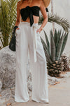 Linen Wide Leg Pant with Tie Waist