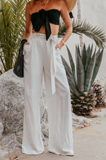 Linen Wide Leg Pant with Tie Waist