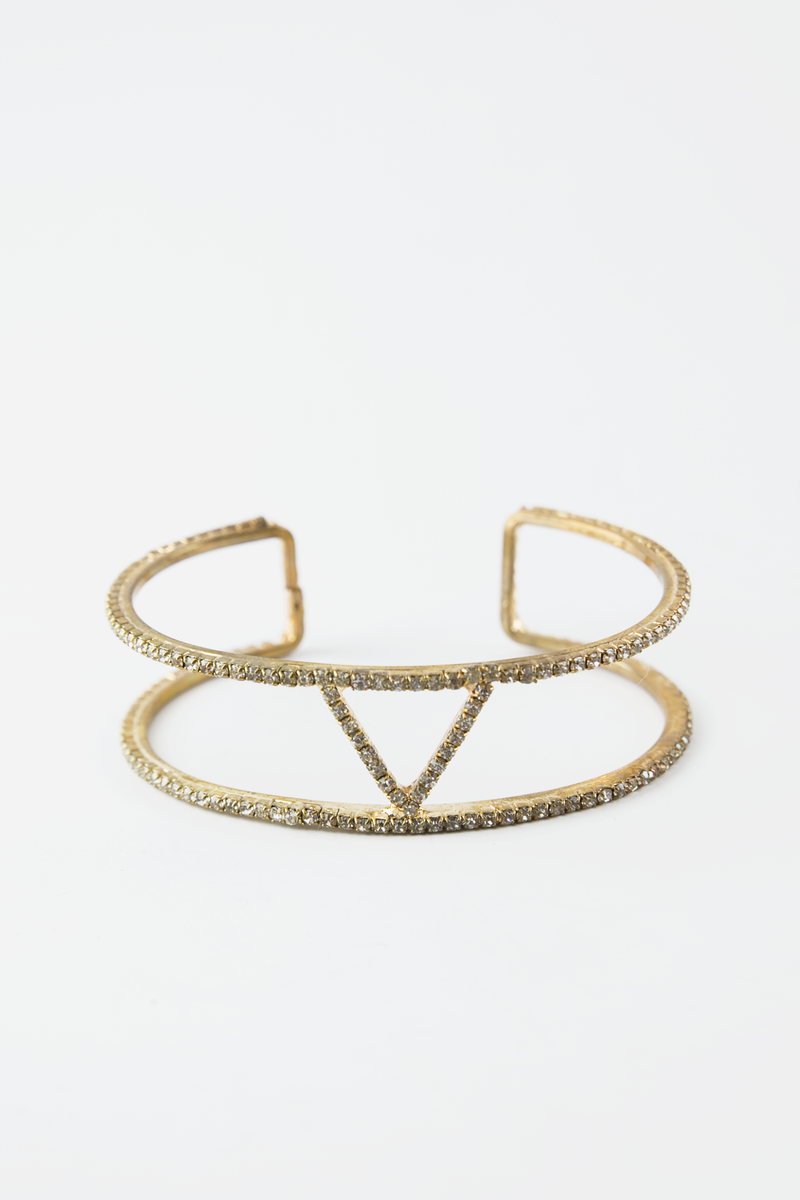 Crystal Lined Gold Cuff Bracelet