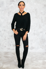 The Neck Tie Blouse - Black - Haute & Rebellious