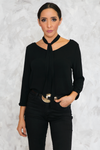 The Neck Tie Blouse - Black - Haute & Rebellious