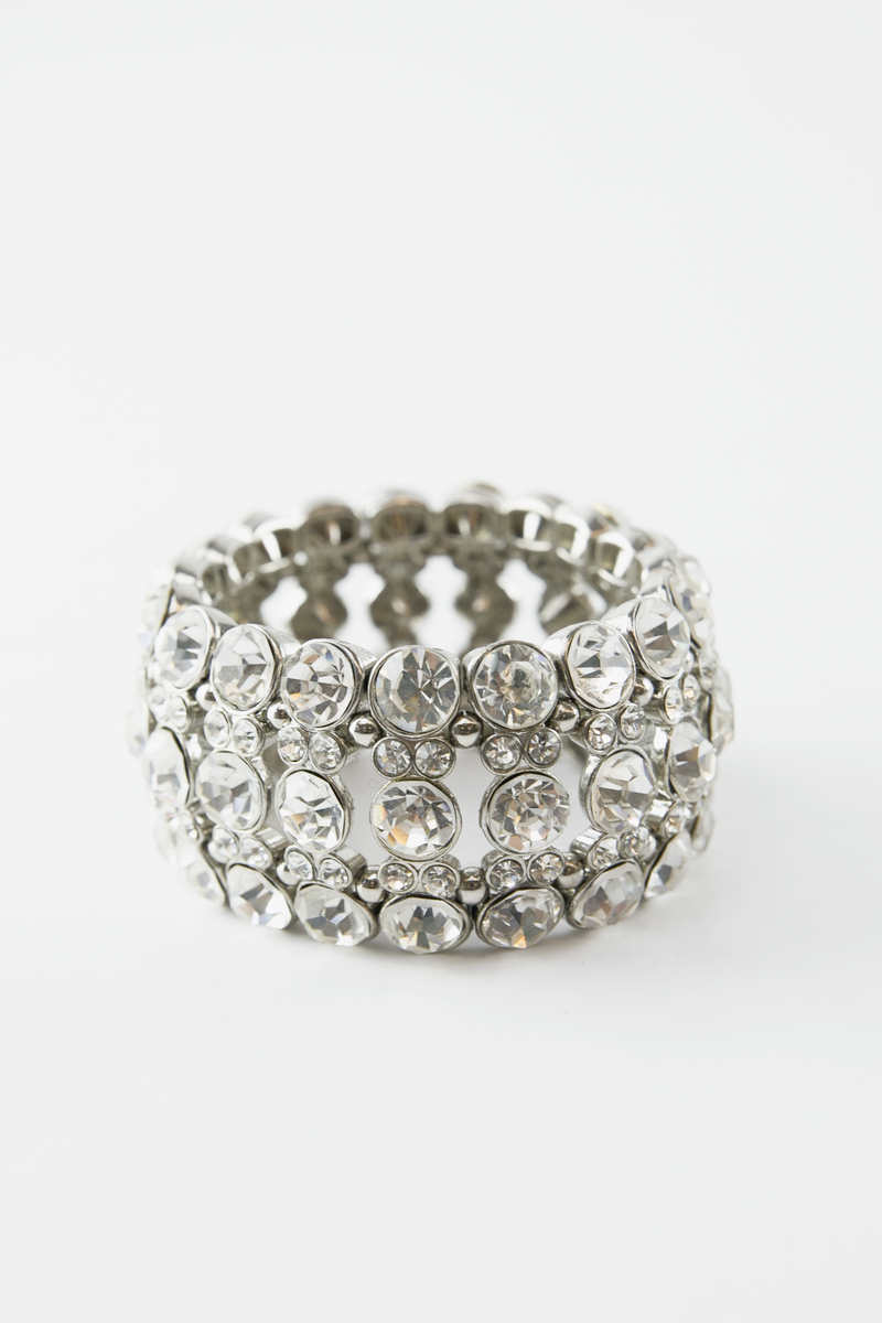 Emma Heavy Crystal Bracelet - Silver