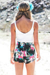 Batai Tropical Print Shorts - Black - Haute & Rebellious