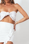 Crop Top with Front Tie - White