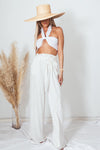 Linen Wide Leg Pant with Tie Waist