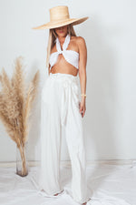 Linen Wide Leg Pant with Tie Waist