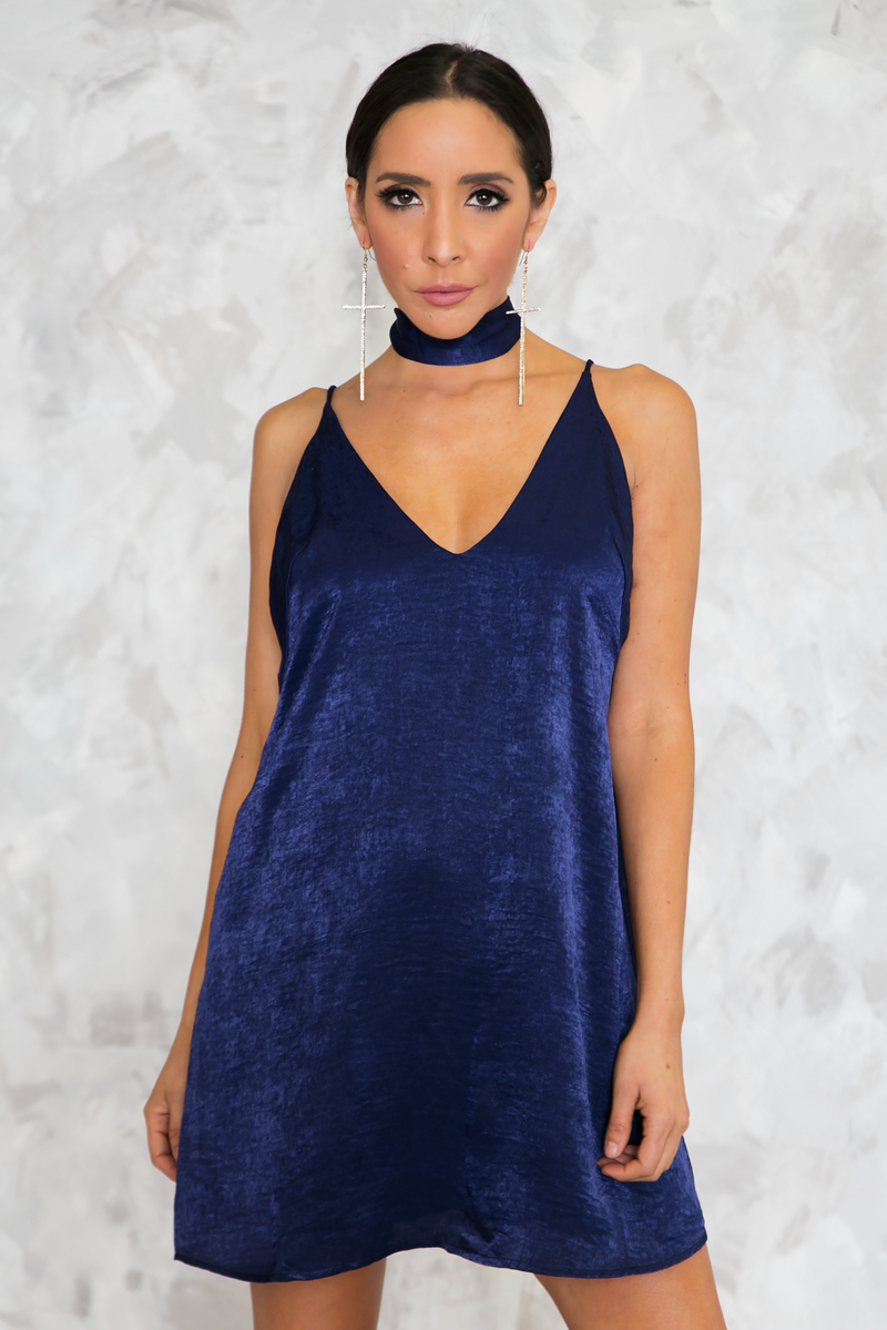 blue satin cami dress Private Party Satin Cami Dress