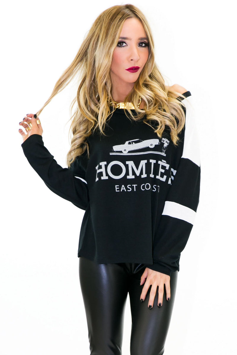 HOMIES LONG SLEEVE SWEATSHIRT TEE - Haute & Rebellious