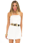 NECK TIE CHIFFON ROMPER - White - Haute & Rebellious