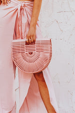 Bamboo Basket Bag - Pink