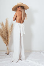 Linen Wide Leg Pant with Tie Waist
