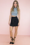 Suede Front-Button Skirt - Black - Haute & Rebellious