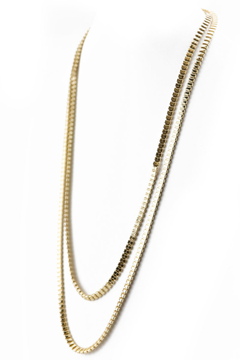 LONG DOUBLE BLOCK ROPE NECKLACE - Haute & Rebellious