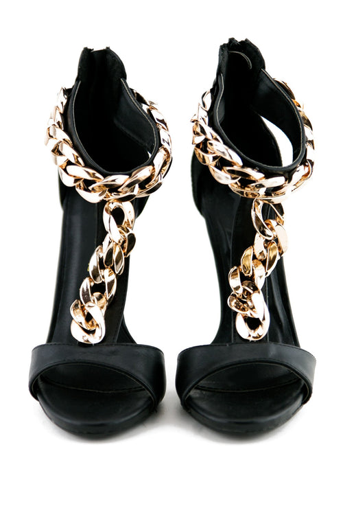 ENDER GOLD CHAIN SANDAL HEEL - Haute & Rebellious
