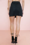 Suede Front-Button Skirt - Black - Haute & Rebellious