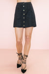 Suede Front-Button Skirt - Black - Haute & Rebellious